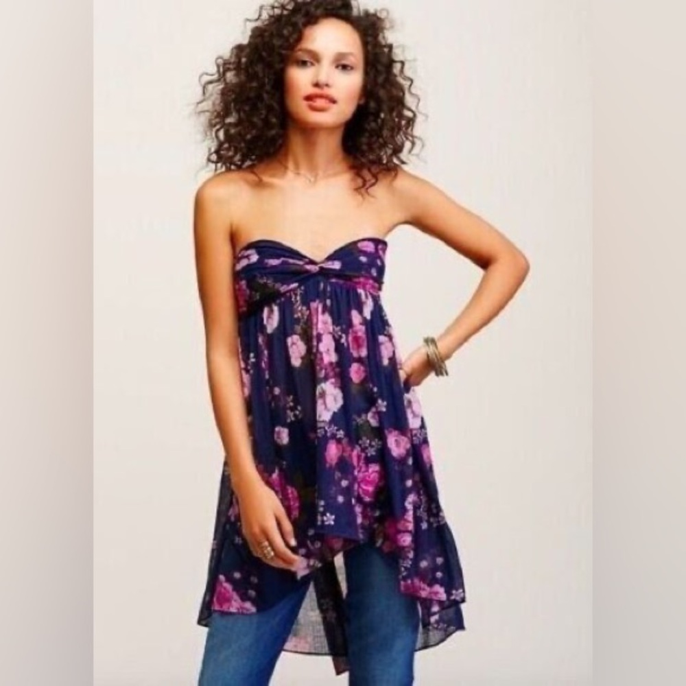 Free People mirage convertible top high low smocked floral print top dress